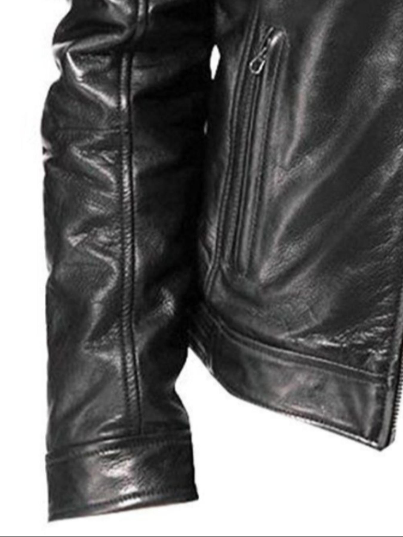 Men's Fitted Motorcycle Leather Jacket, Zipper Windbreaker, Lightweight PU Vintage Riding Coat, Fashion Durable Design, Spring & Fall