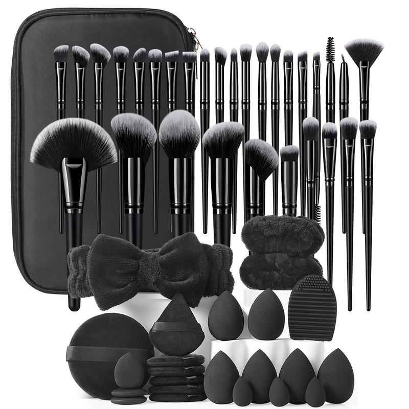 Professional Makeup Tool Set, 54pcs/set Cosmetic Brush & Sponge & Puff & Headband & Brush Cleaning Bowl Set, Multi-use Facial Makeup & Cleaning Accessories for Daily Use, Makeup Brush Kit, Face Brush Set
