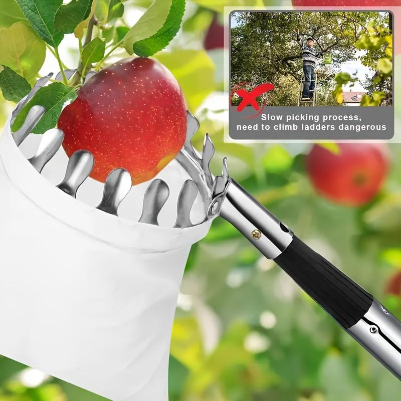 1 Pcs High Altitude Fruit Picking Stainless Steel Telescopic RodFruit Catcher Collection Pouch Farm Picker Fruit Supplies Tools