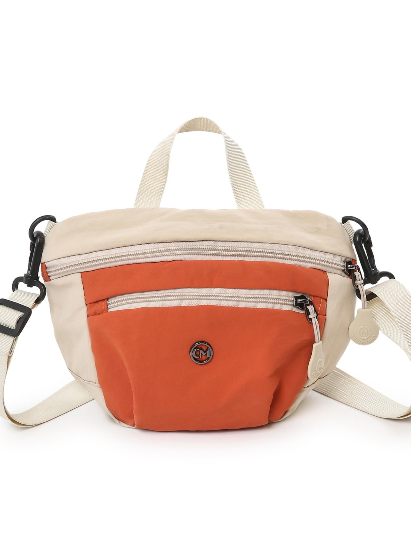 Unisex Nylon Satchel Bag, Colorblock Design, Lightweight Casual Shoulder Crossbody Bag, Ideal for Outdoor Shopping & Daily Use