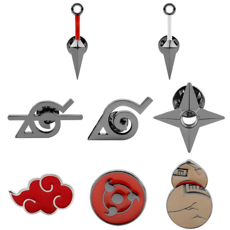 8Pcs/Set Anime Cartoon Enamel Brooch Red Cloud Sharingan Metal Pin Backpack Clothes Lapel Pin Jewelry Jewelry Gift