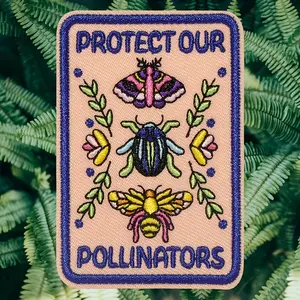 A Patch Featuring Embroidered Designs to Protect Our Pollinators, Perfect for Decorating Traveler'S Clothing, Backpacks, Suitcases, Denim Jackets, And Hats