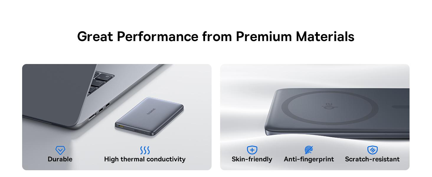 Baseus Picogo Magsafe Portable Charger, 0.5" Ultra Slim Qi2 Certified 15W Wireless Power Bank, 10000mAh 27W Fast Charging Magnetic Battery Pack with USB-C Cable for iPhone 16/15/14/13/12 Series Only