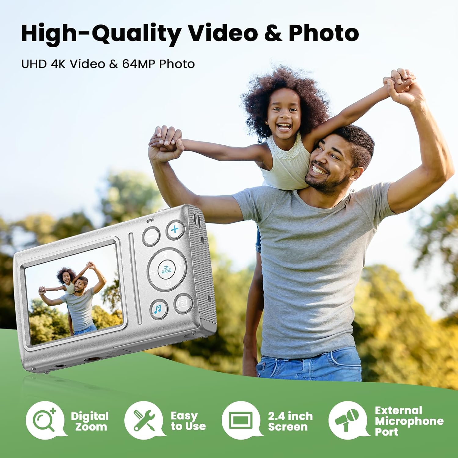 Digital Camera 4K 64MP Vlogging Camera Autofocus Point and Shoot Digital Cameras for Photography Camera for Student Teen Girl Boy, 18X, 2 , 32GB Card, White Digital Camera 4K 64MP Vlogging Camera Autofocus Point and Shoot Digital Cameras for Photography Camera for Student Teen Girl Boy, 18X, 2 , 32GB Card, White