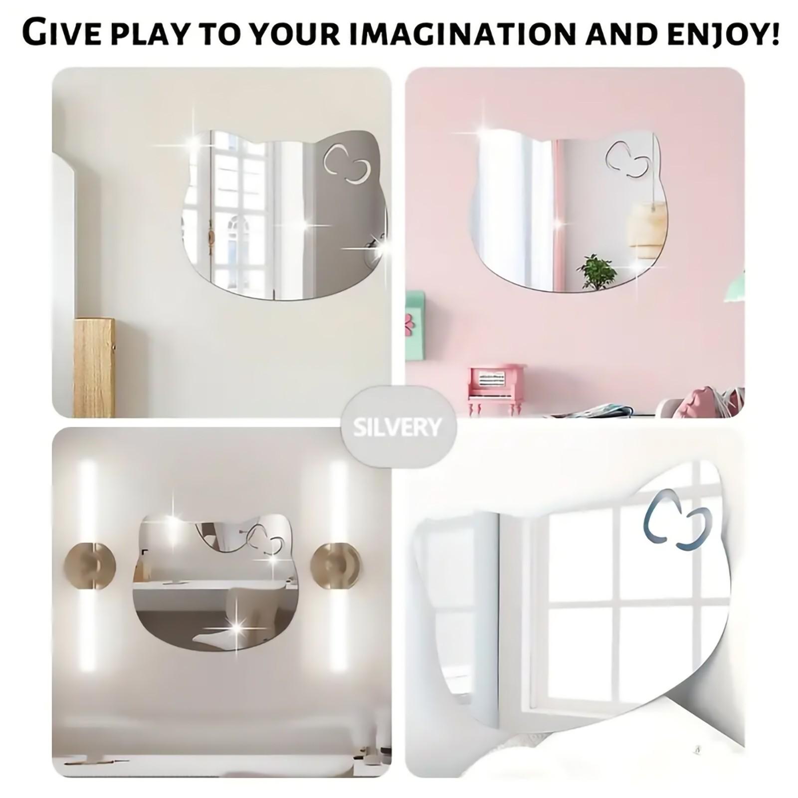 Adorable Animal Acrylic Mirror Wall Decals, 2mm Thick, Easy Peel off Design, Perfect for Home and Bathroom Decoration