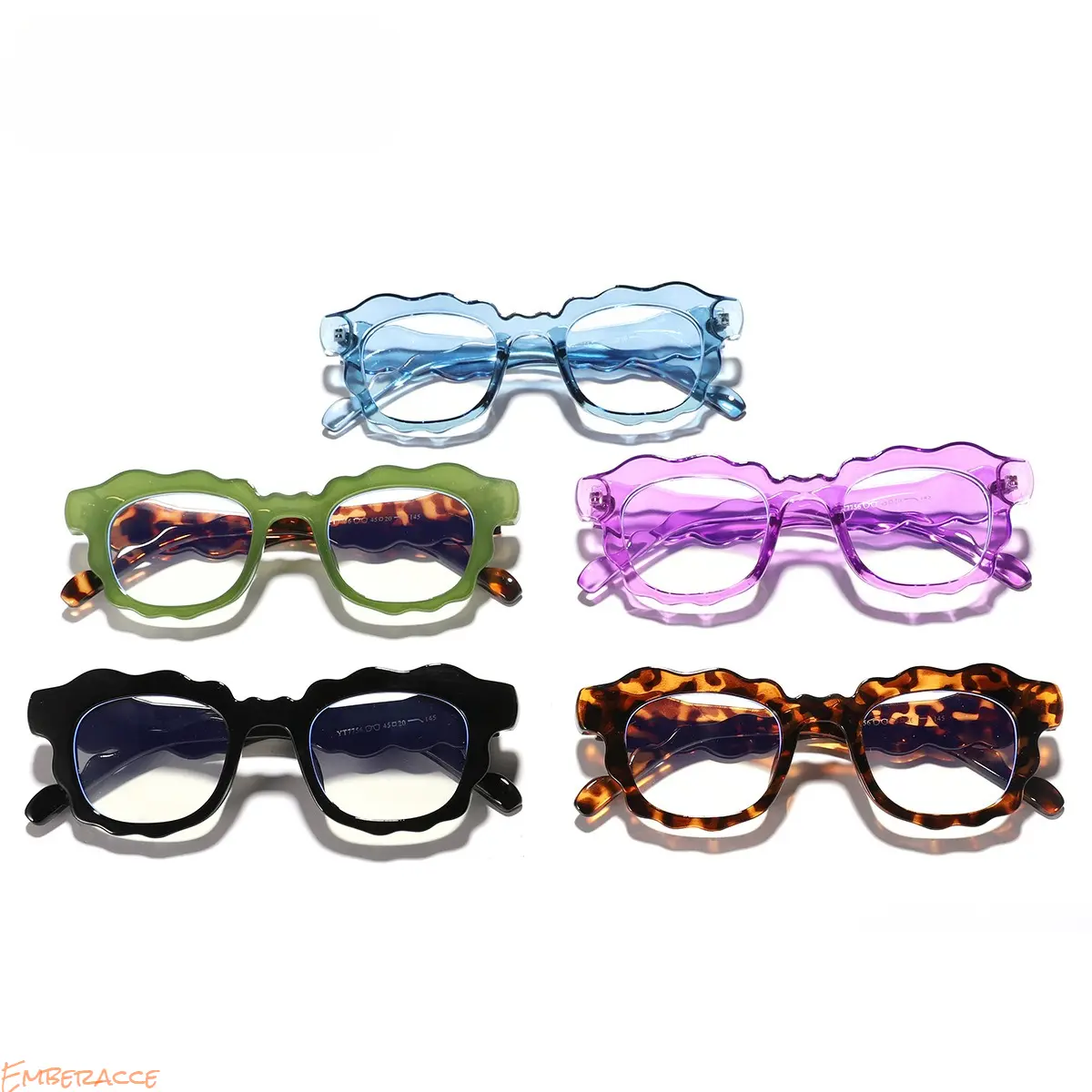 Women's Green Wavy Frame Fashion Glasses, Y2K Scalloped Lace Eyeglasses, Cute Statement Clear Lens Eyewear, Lightweight Retro Aesthetic Irregular Frame for Streetwear, Photoshoot, Party, Daily Wear & OOTD Styling