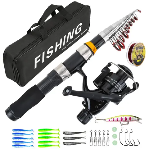 Spinning Fishing Rod & Reel Combo Set, Anti-Entanglement Fishing Pole with Accessories & Storage Bag for Outdoor Fishing, Fishing Supplies