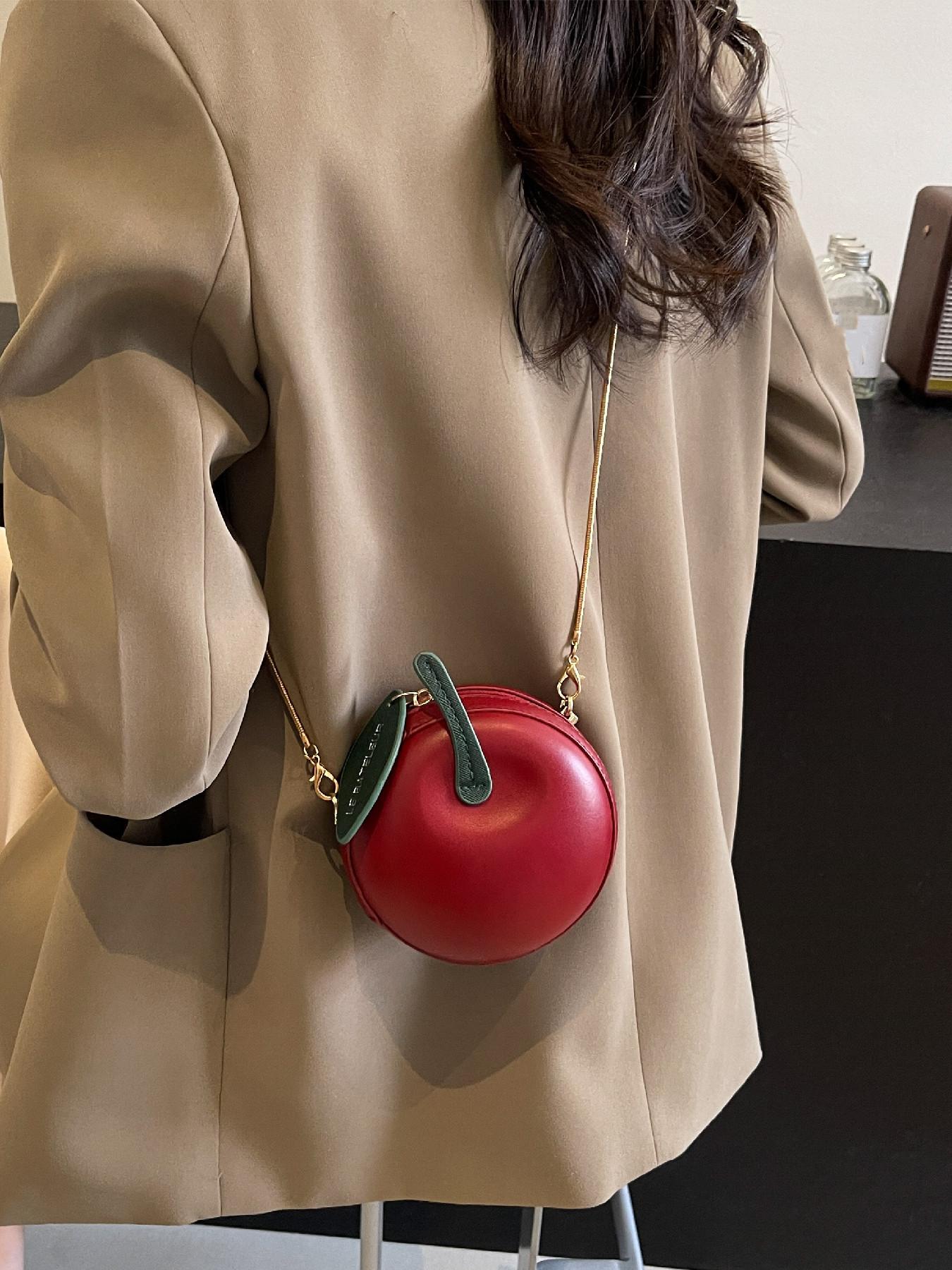 Elegant Apple-Shape Letter Design Bag, Stylish Shoulder Crossbody Purse, Perfect for Daily Use, Dates, Gatherings