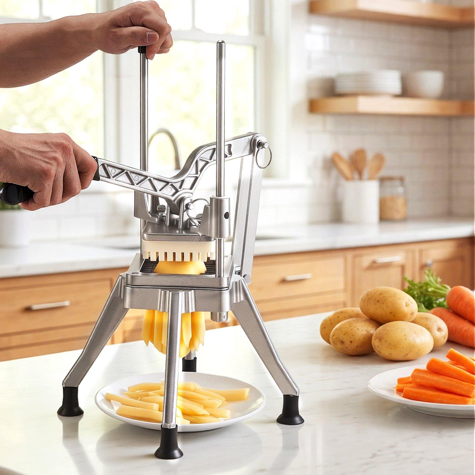 VEVOR Stainless Steel French Fry Cutter, 3/8" Blade Commercial Lever-Action Chopper, Ergonomic Handle Dicer for Classic Cut Fries, Onion