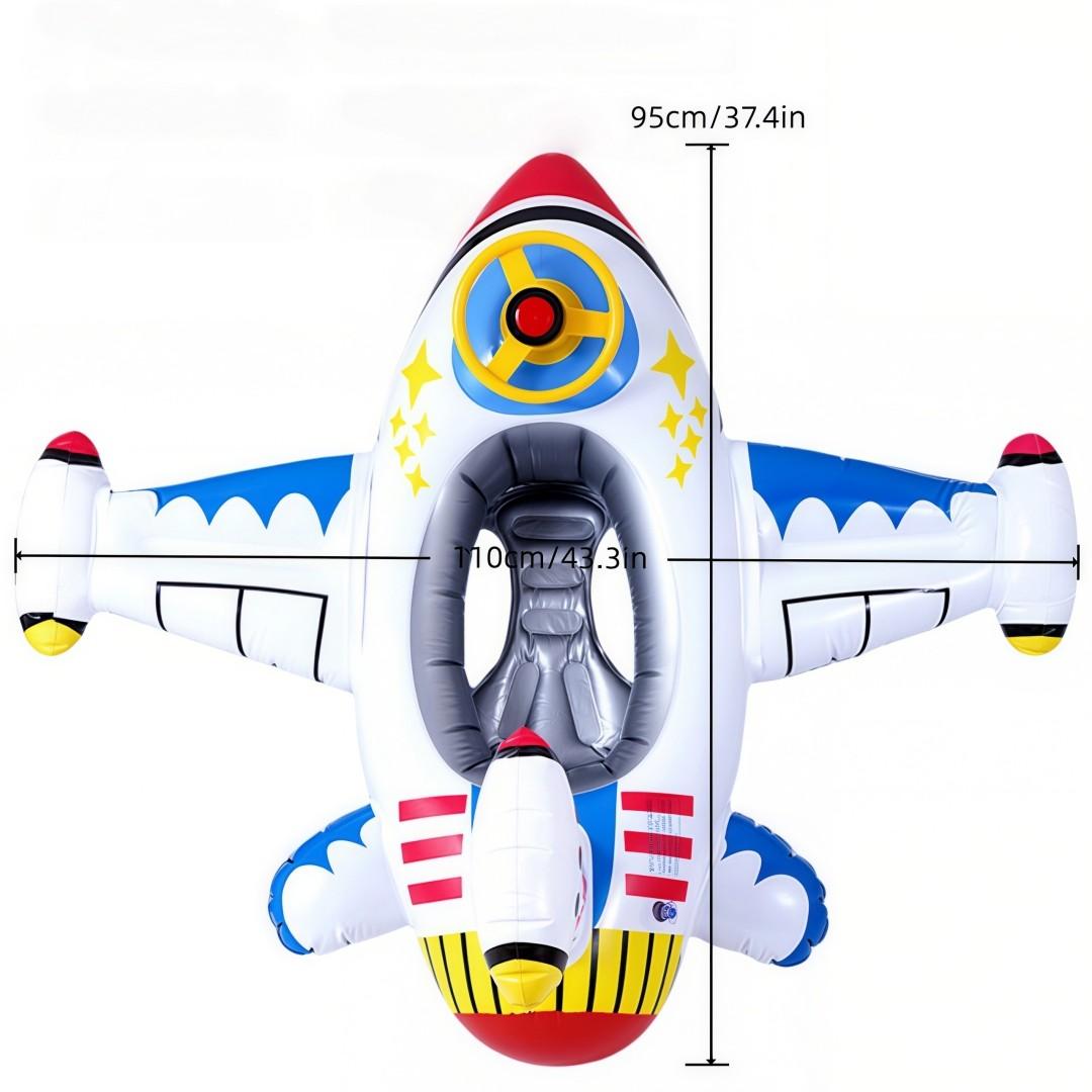 Airplane Shaped Inflatable Pool Float, Realistic Airplane Appearance, Interactive Steering Wheel Design, Thickened PVC, Fun Summer Water Play