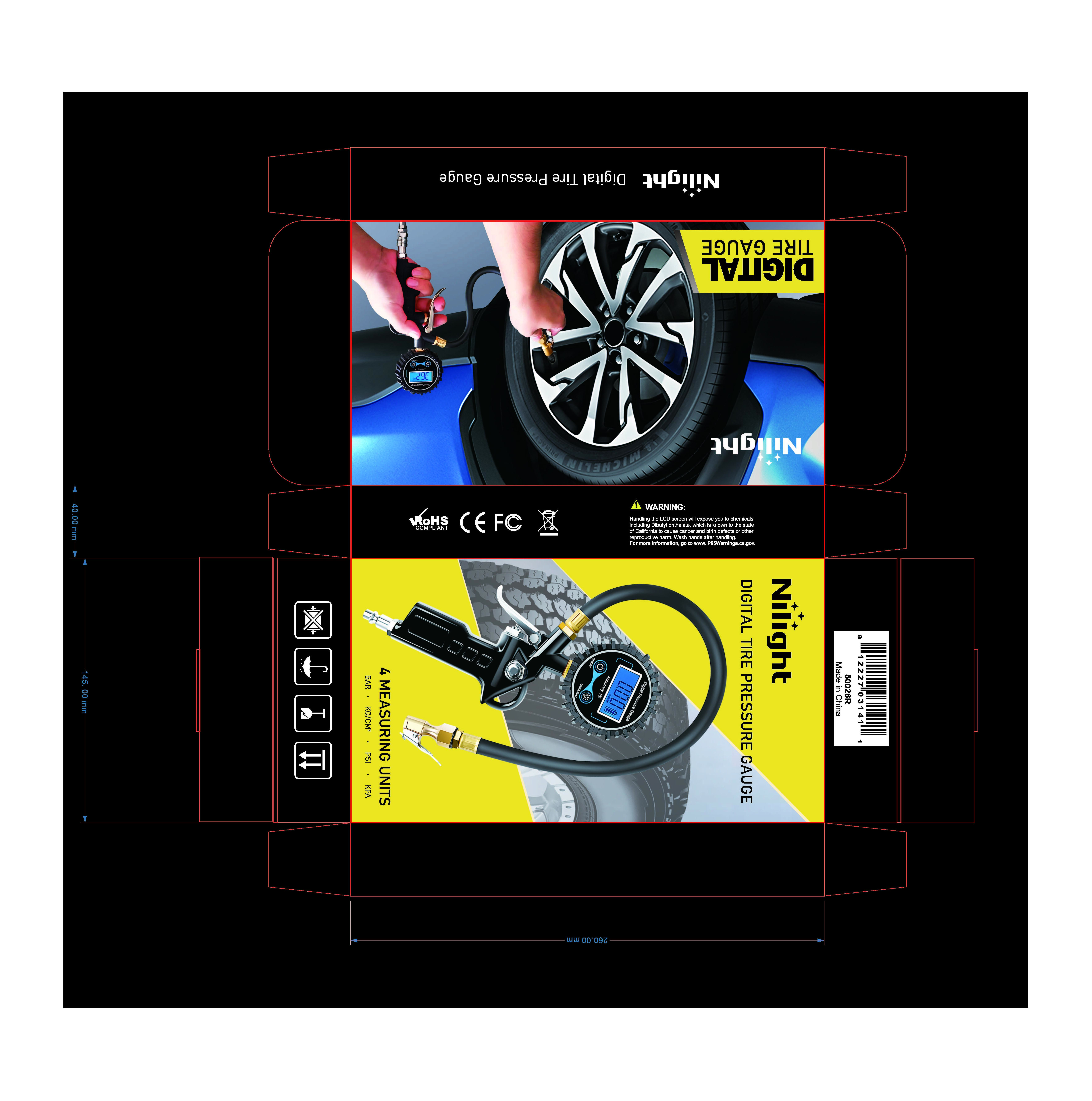 Nilight 50026R Digital Tire Inflator Pressure Gauge,250 PSI Air Chuck and Compressor Accessories Heavy Duty with Rubber Hose and Quick Connect Coupler for 0.1 Display Resolution Repair Automotive Vehicle Tool Automotive Maintenance Tools dealsforyoudays