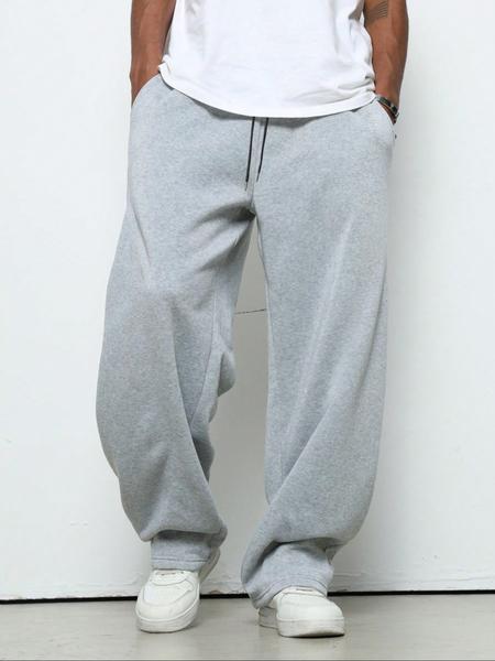 Men's Oversized Baggy Sweatpants - Heather Gray Drawstring Waist Athletic Casual Lounge Pants Fitness Training Pant