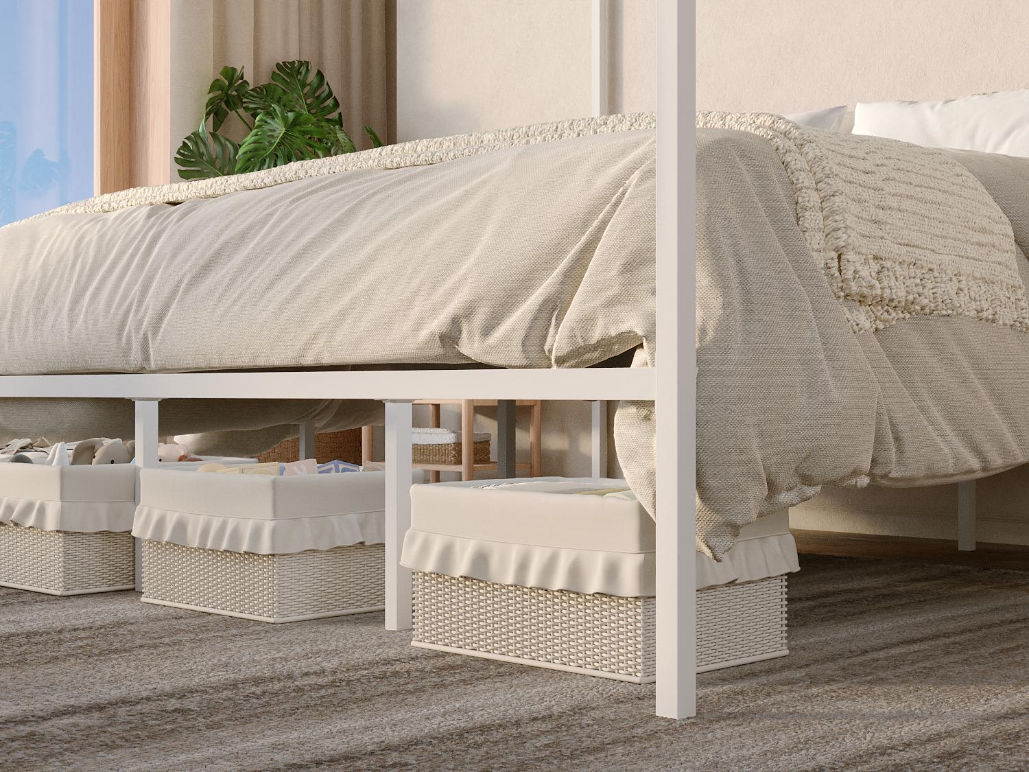 YITAHOME Canopy Bed Frame Metal Four Posters 14 Inch Platform with Built-in Headboard Strong Metal Slat Mattress Support, No Box Spring Needed