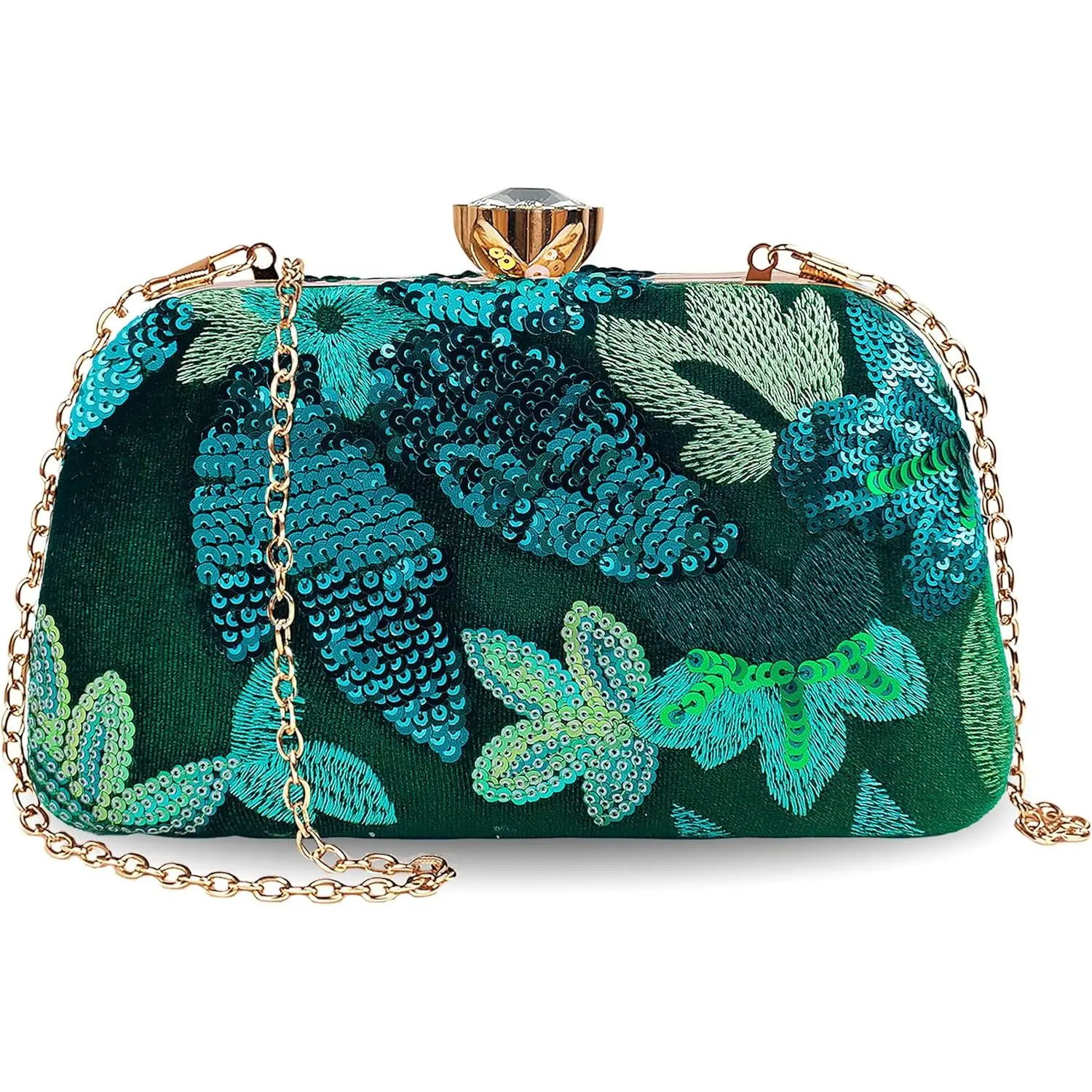 Embroidered Beaded Bag Sequin Clutch Purses for Women Evening Floral Purse for Party Wedding