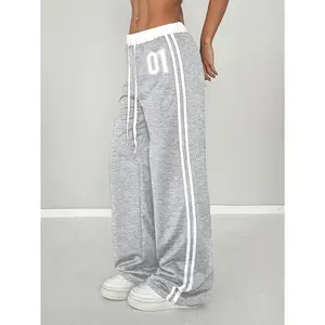 /Digital Print Belt Patchwork Casual Athletic Vintage Style Loose Athletic Pants