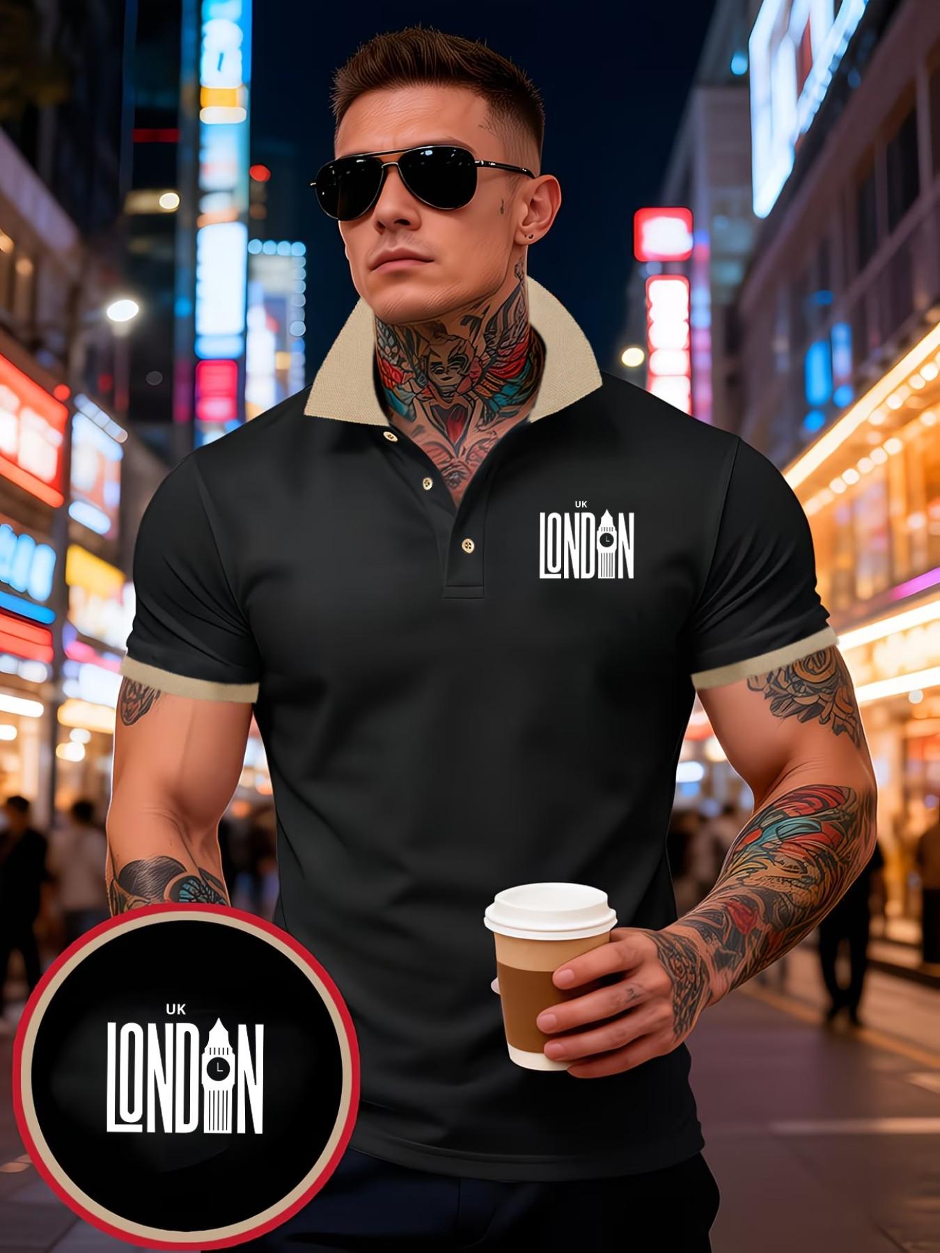 Men's Summer Trendy Colorblock Collared Short Sleeve Polo Shirt, Fashionable Slim Fit, Best Choice for Men, Stylish and Comfortable