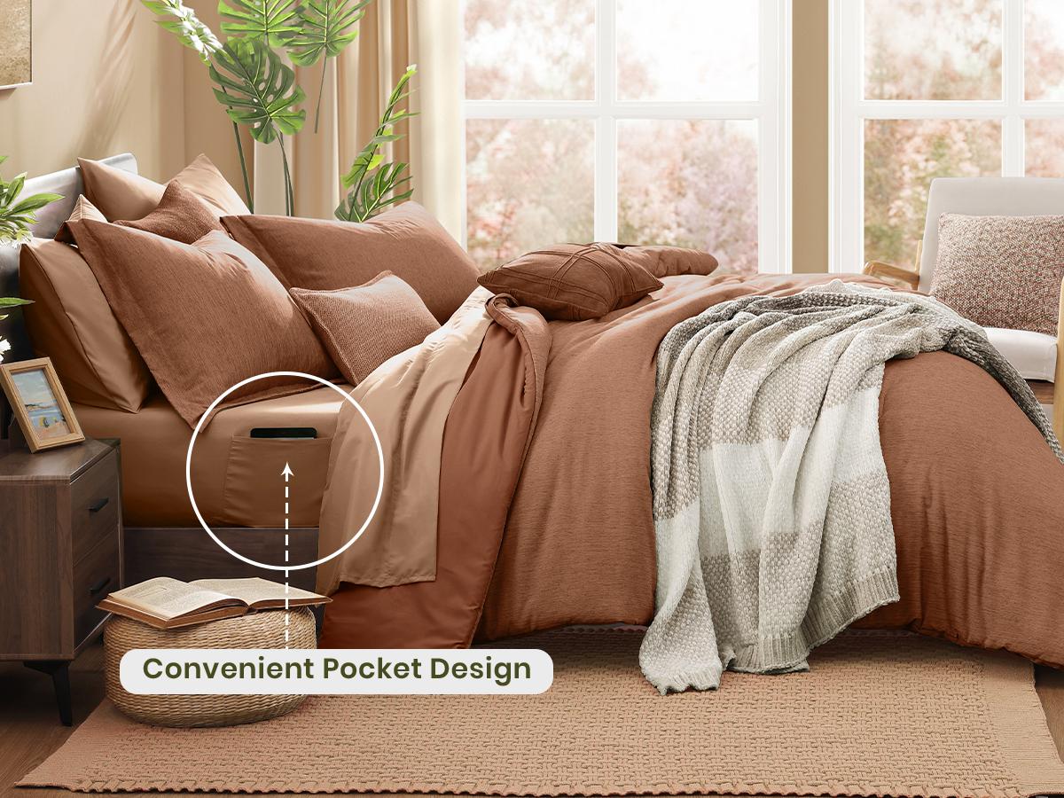 Monbix Queen Comforter Set - 7 Pieces Cationic Dyeing Olive Green Bed in a Bag Queen Bedding Sets with Comforter, Sheets, Pillowcases & Shams, Reversible Bedding Comforters Sets