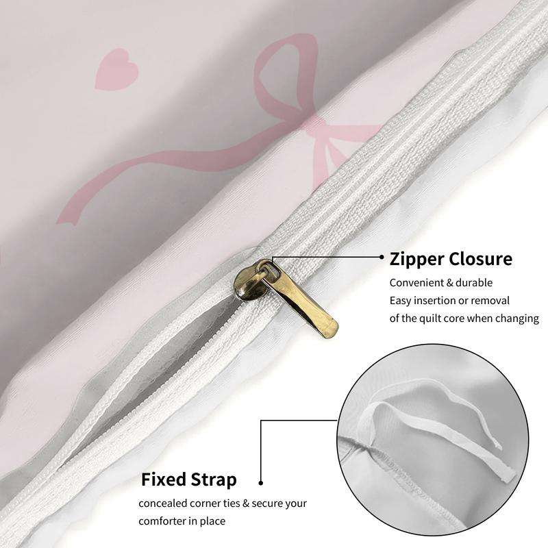 Letter Bow Pattern Soft Durable Bedding Set, Includes 1 Fitted Sheet & Pillowcases, Modern Style Bedroom Decor Gift for Teens Adults, Soft Bedding Sets