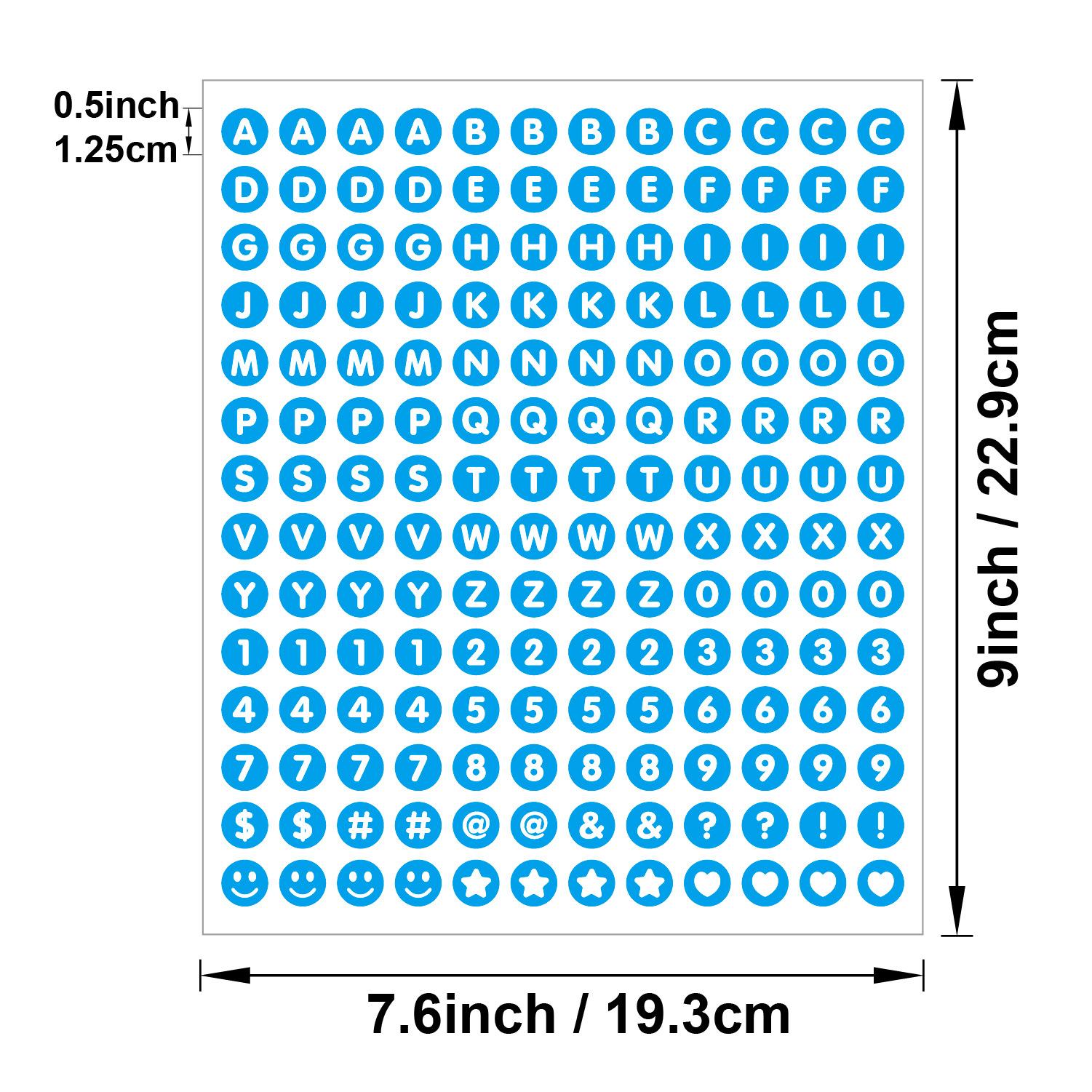 Colorful Round Alphabet Stickers Set, 6 Sheets/sheet, Waterproof 0.5-Inch Letters & Numbers, Ideal for Scrapbooking, Journaling, DIY Projects