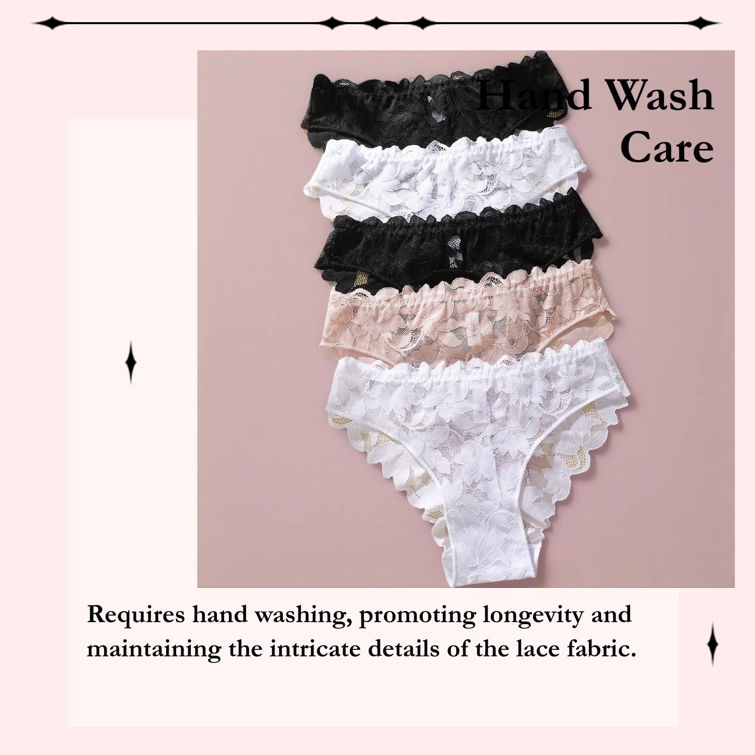 Women's Sexy Lace Underwear Set, Fitted Comfortable Breathable Panties, Multi-Color Hollow-Out Lingerie for Women's Daily Wear, Lace-Trim Panties