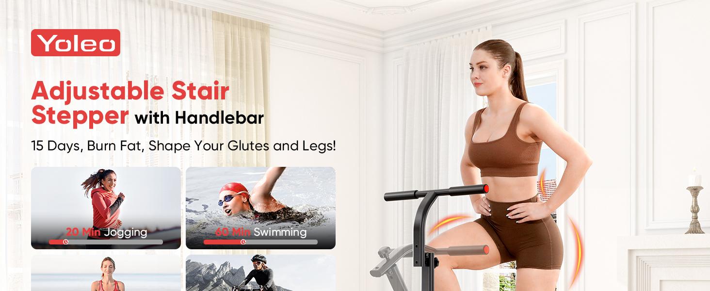 YOLEO Steppers for Exercise at Home, Adjustable Stair Stepper with 3 Workout Modes,Folding Cardio Stair Master with Ski Simulation Mode & Oversized Pedal,90% Pre-Assembled Stair Climber with Handlebar