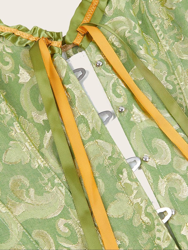 Women's Patchwork Print Jacquard Corset, Elegant Push Up Bust Shapewear Top, Fashionable Shapewear for Women, Corset Waist Shaper