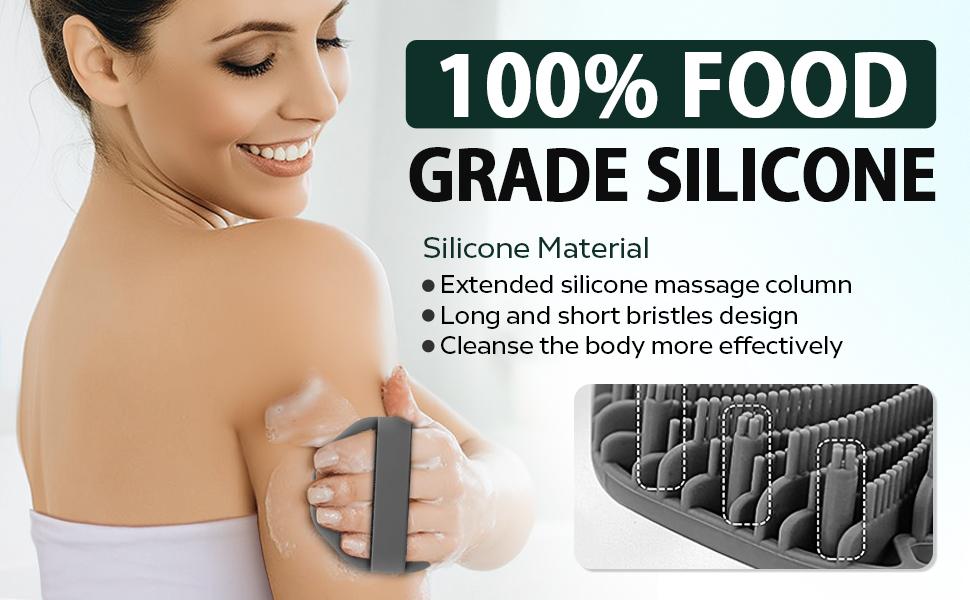 Body Scrubber, Antimicrobial Silicone, Exfoliating for Sensitive Skin,Bath & Shower Body Brush, Shower Accessories，Soft Silicone Body Scrubber Shower Brush