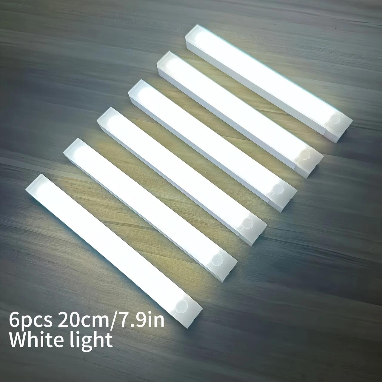 6-Pack Magnetic Under-Cabinet LED Lights, Rechargeable Human Motion-Sensor & Motion-Sensor Lamps for Kitchen, Bedroom, Closet & Sink Area, Modern Under-Cabinet Downlighting with Long-Lasting Lithium Polymer Batteries