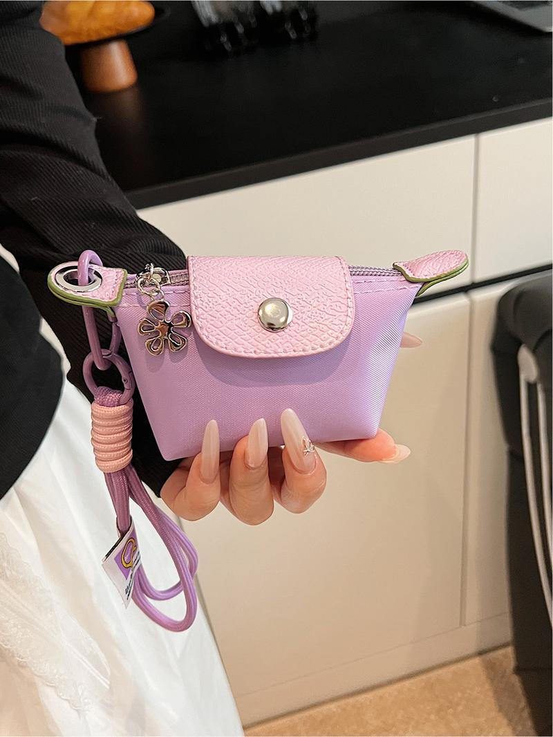 Mini fashion handbag dumpling bag Longxiang bag creative color matching change lipstick storage bag small hanging bag ultra mini nylon dumpling bag coin purse hanging decoration card bag key headphone lipstick storage bag Crossbody Purses