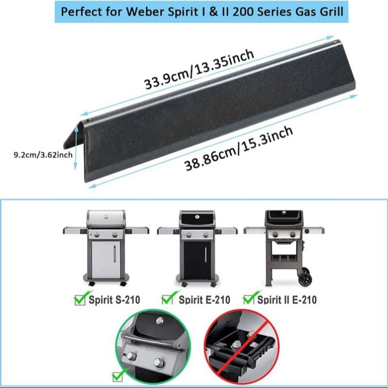 15.3" Weber Spirit 200 Series Grill Flavor Bar, Compatible with Weber Spirit I & II 200 Series Spirit E210 S210 E220 S220 Gas Ovens, Enamel Heating Plate, Enhances Flavor and Heat Distribution, Durable Grill Replacement Part.