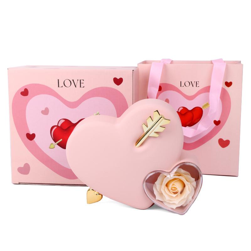 1PC Heart-Shaped Preserved Rose Jewelry Gift Box, Forever Rose with Jewelry Organizer, Perfect for Proposal, Wedding Favor, Bridal Gift, Mother’s Day Surprise, Back to School Gift for Girlfriend, Romantic Valentine’s Day Christmas Present