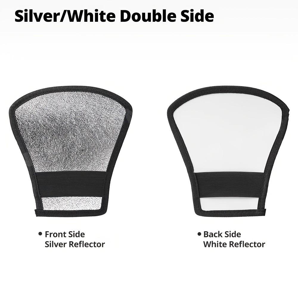 2-In-1 Silver Color & Flash Diffuser Reflector, Elastic Band Bendable, Universal Fit for Standard Camera Flashes, Photography Accessory