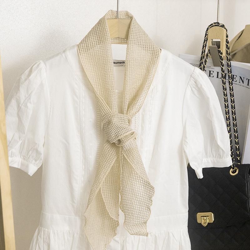 Retro hollow-out long scarf headband versatile decorative ribbon French-style multi-functional headband belt