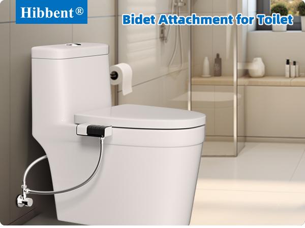 Hibbent Bidet Attachment for Toilet, Non-Electric Dual Nozzle for Frontal & Rear Wash, Adjustable Water Pressure Control, Fresh Water Bidet Toilet Seat, Self Cleaning Water Sprayer, Dark Black  fathersdaygift