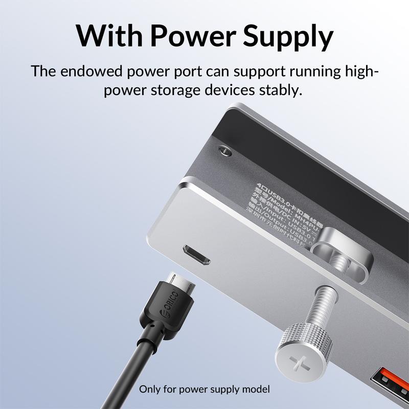 ORICO USB Hub 3.0, Clamp USB Hub with Extra Power Supply Port, Aluminum 4-Port USB Adapter with 3 USB-A Data Ports, USB-C Port for Monitors, Desks-MH4P ORICO USB Hub 3.0, Clamp USB Hub with Extra Power Supply Port, Aluminum 4-Port USB Adapter with 3 USB-A Data Ports, USB-C Port for Monitors, Desks-MH4P
