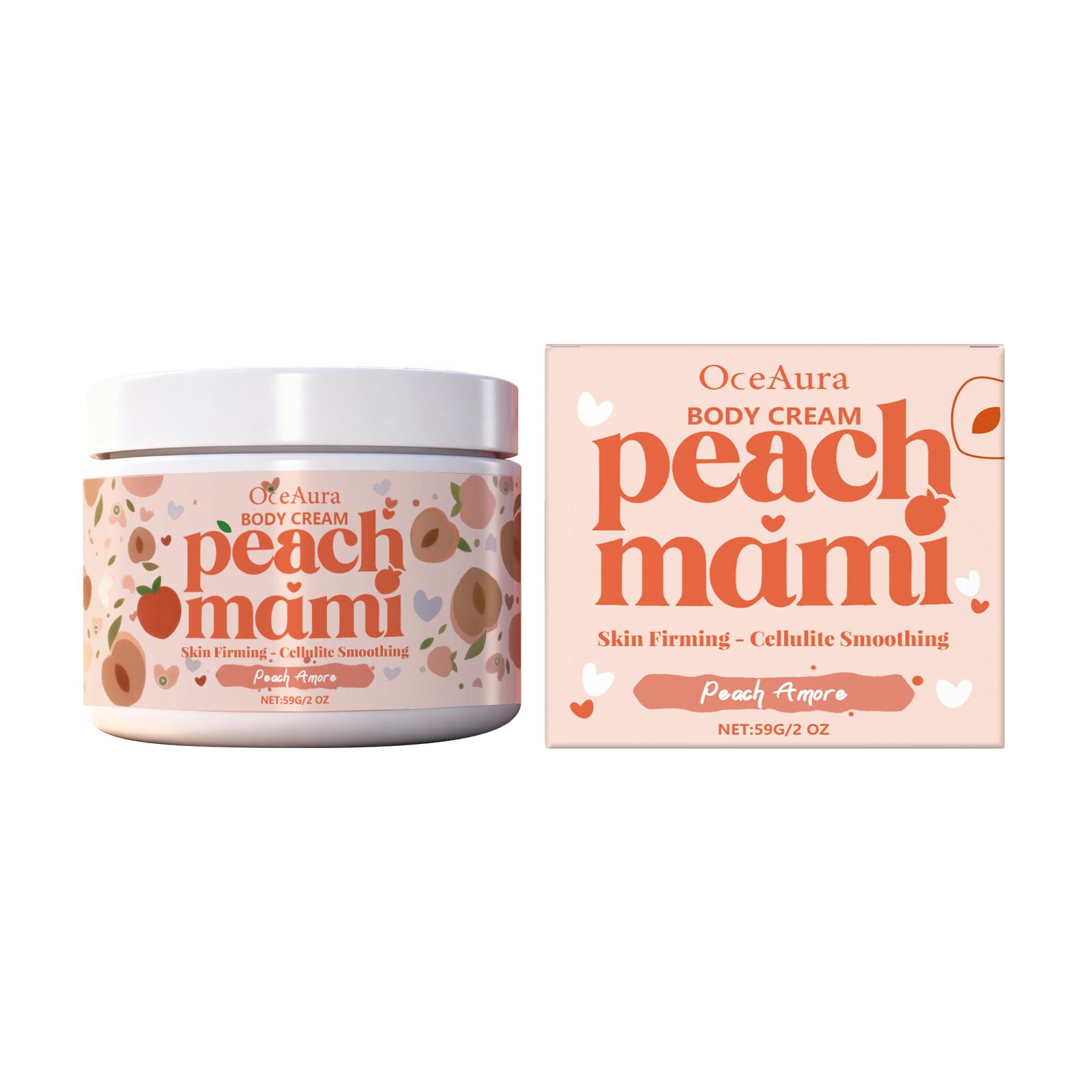 Peach Mami Firming Body Cream, Caffeine & Hyaluronic Acid for Smooth, Glowing, Hydrating Skin, Moisturizing & Nourishing Formula, Body Care