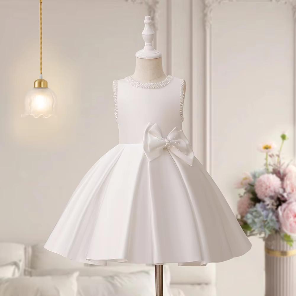 Luxury Princess Flower Girl Dress Cute Bow Summer Girls 2 Year Old Little Girls Formal Wedding Dresses Elegant Girl Party dress Baby Clothes Toddler frock First Birthday Gown