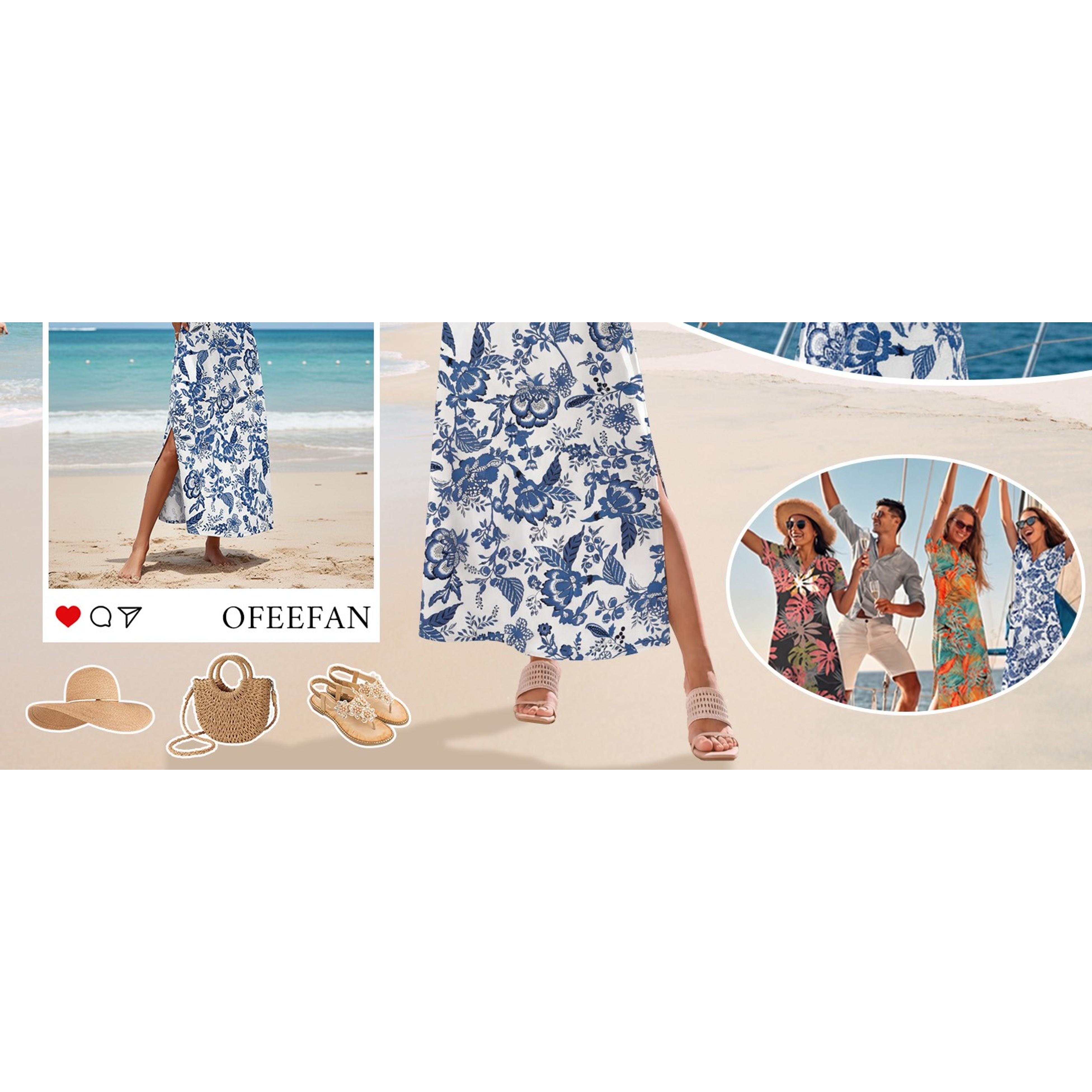 Women's Summer Maxi Dress Short Sleeve Sundress with Pockets Beach Vacation Spring Outfit 2026Gift Women's Summer Maxi Dress Short Sleeve Sundress with Pockets Beach Vacation Spring Outfit 2026Gift