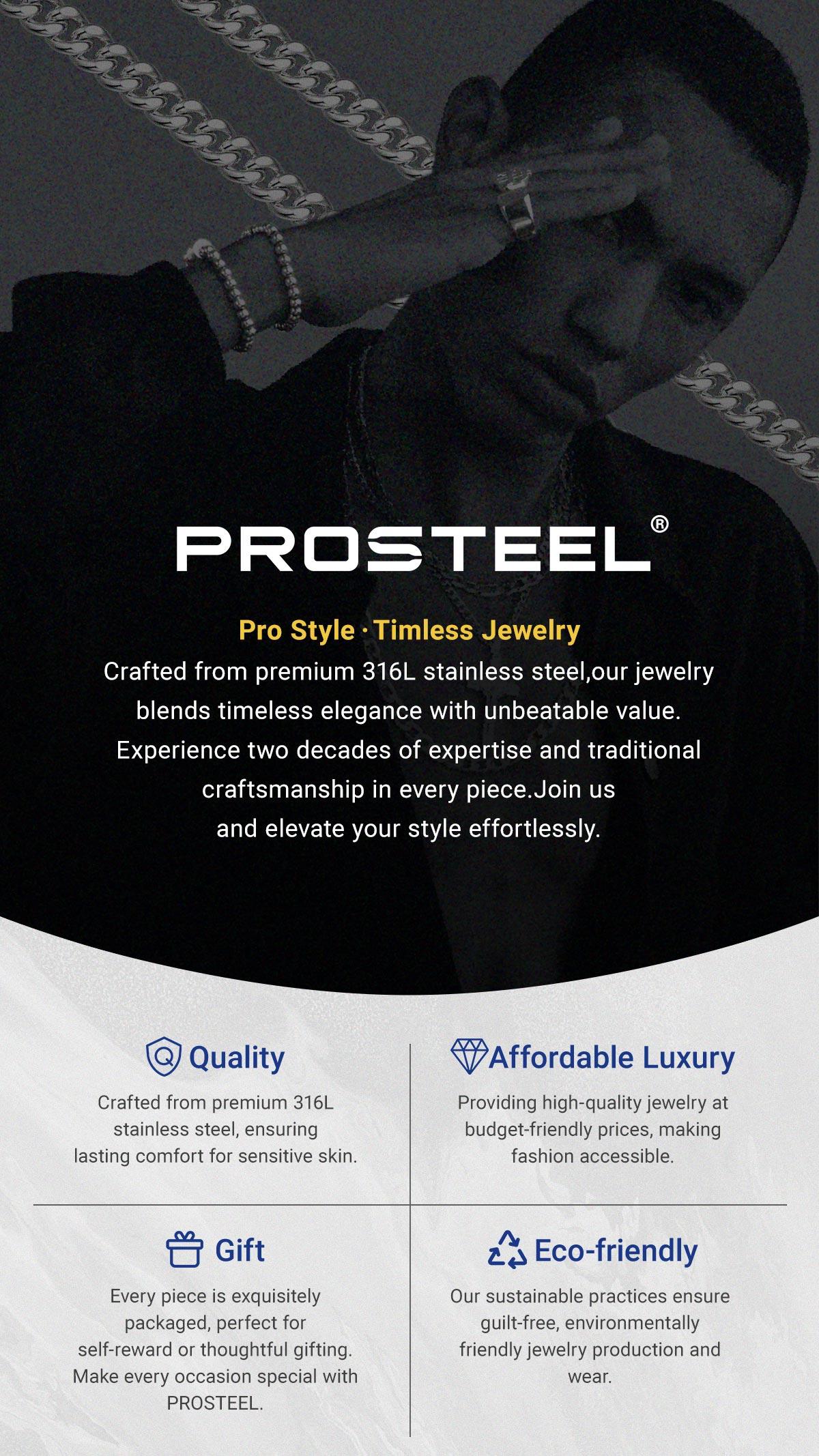 PROSTEEL Cuban Chain Bracelet Stainless Steel Link Chain Cuban Bracelet 6mm/9mm/13mm Width Hip Pop Fashion Chunky Jewelry Unisex For Men WomenGift Box