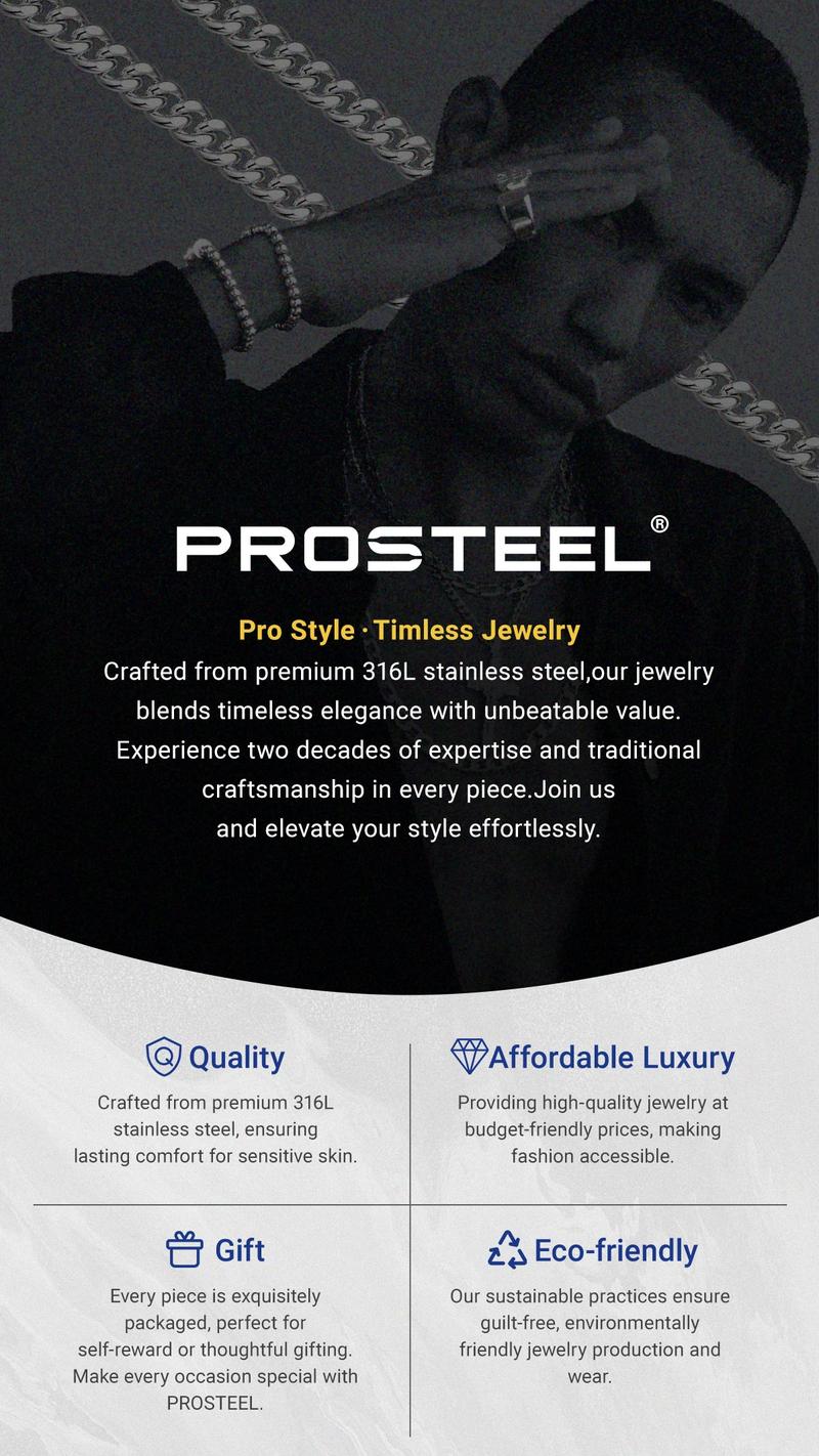 PROSTEEL Cuban Chain Bracelet Stainless Steel Link Chain Cuban Bracelet 6mm/9mm/13mm Width Hip Pop Fashion Chunky Jewelry Unisex For Men WomenGift Box