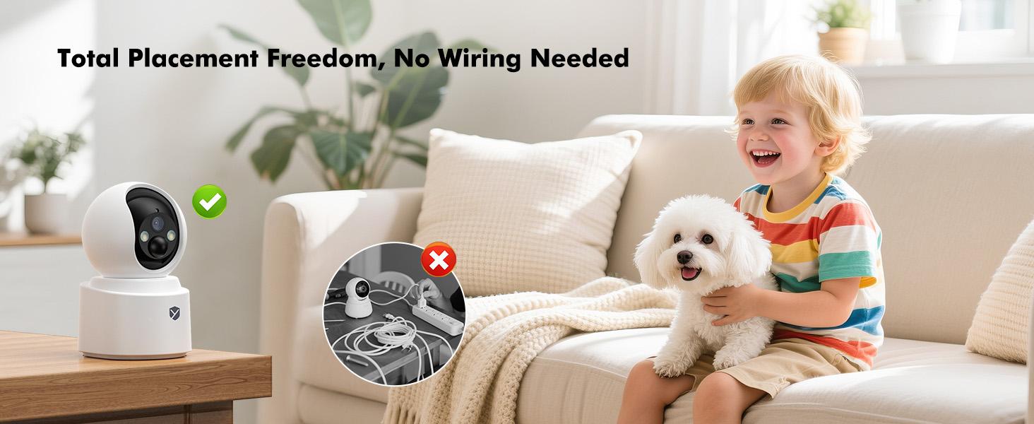 Wireless Camera-2.5K 4MP Pan/Tilt Security Camera Indoor with 6000mAh Battery, 5G&2.4G WiFi Camera for Home Security/Baby Monitor/Pet Wireless Surveillance Cam, Color Night Vision, AI Motion Detection, 2-Way Audio