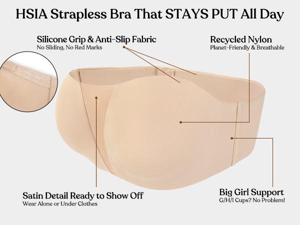 HSIA Fiery Unlined Anti-Slip Non-padded Seamless Comfort Underwire Plus Size Bandeau Strapless Bra for Big Bust Black Basic Bridal Minimalist TikTokShopBlackFriday