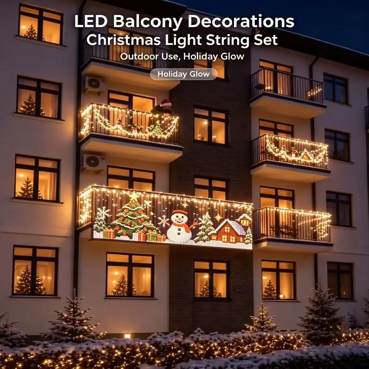 App-Controlled Christmas-Themed LED String Lights for Indoor and Outdoor Decor, Balcony Railings, and Yard Festive Lighting