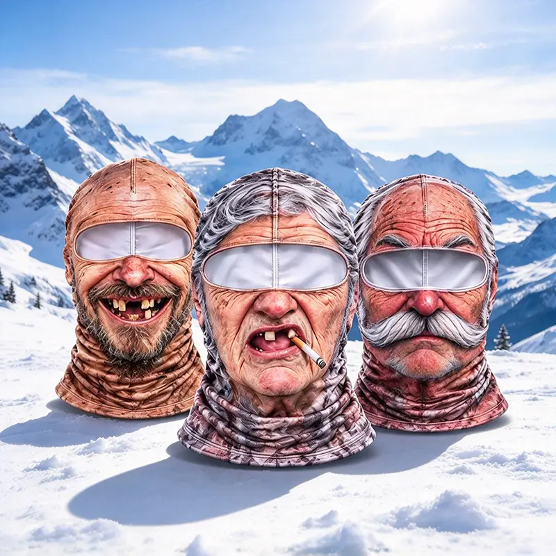 Old Man Ski Winter Face Mask 3D Funny Realistic Face Balaclava Party ...