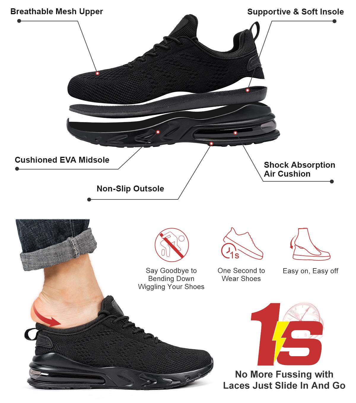 【Free Gift】Unisex Slip & Oil Resistant Work Shoes - Waterproof Safety Chef Shoes with Breathable Mesh for Kitchen & Hospital Staff Black Women