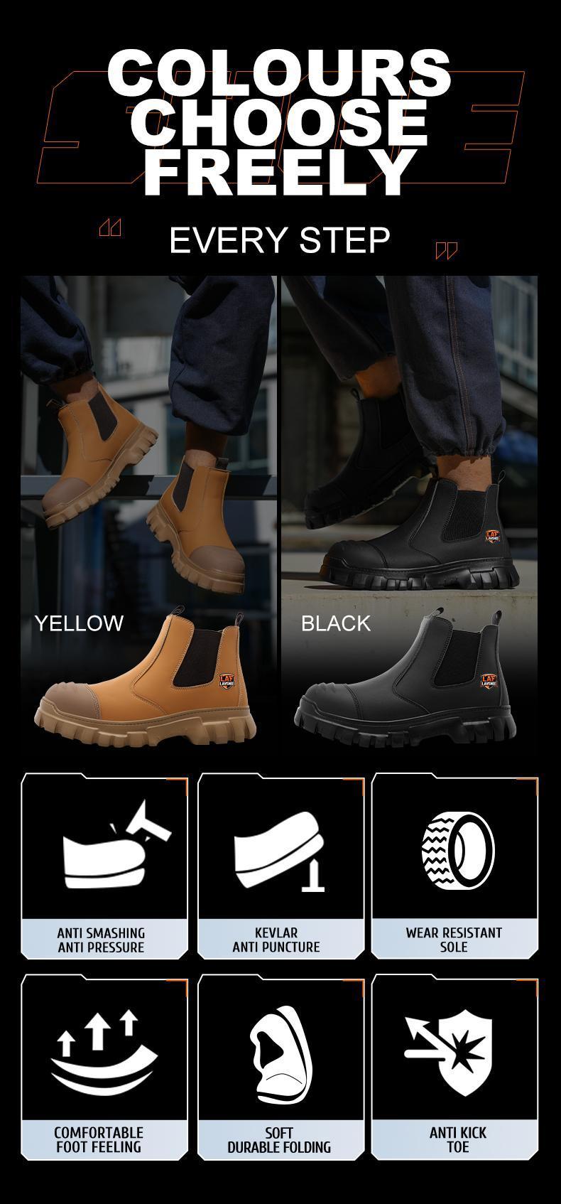 Brown Steel Toe Safety Shoes Unisex, Lightweight Anti Slip Work Shoes, Splash Resistant, Smash Proof and Puncture Proof for Kitchen, Restaurant and Food Service Work
