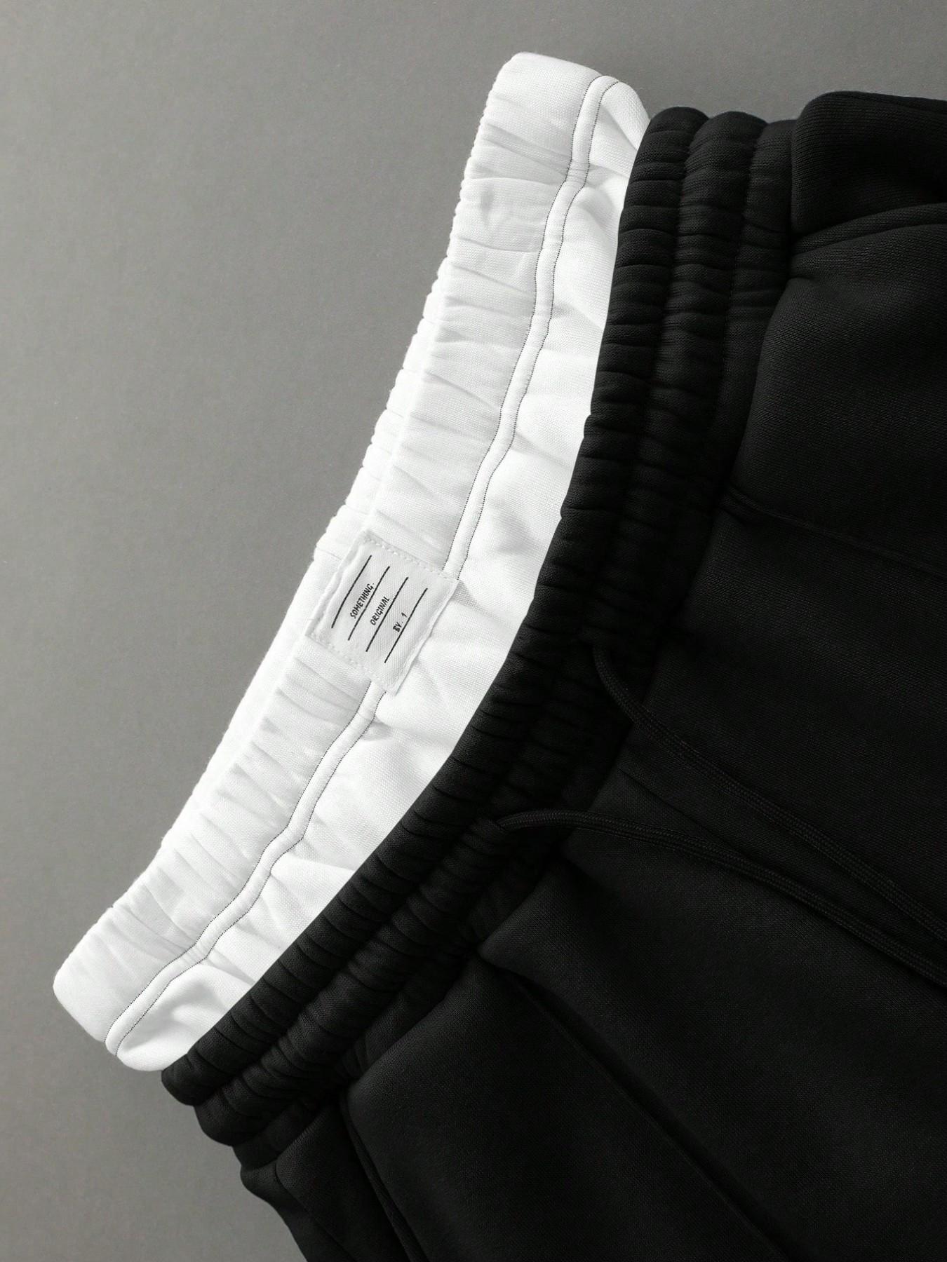 Men's Casual Graphic Print Pants, Fitted Comfortable Sweatpants, Drawstring Wide Leg Fashion, Spring & Fall Wear, Youthful Style