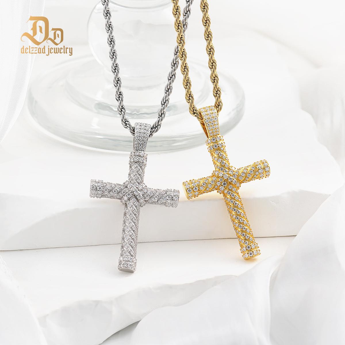Delzzad Round Cross Necklace D Color Synthetic Moissanite S925 Unisex Bling Necklace Chain Birthday Anniversary Mother's Day Christmas Gift for Men Women Delzzad Round Cross Necklace D Color Synthetic Moissanite S925 Unisex Bling Necklace Chain Birthday Anniversary Mother's Day Christmas Gift for Men Women