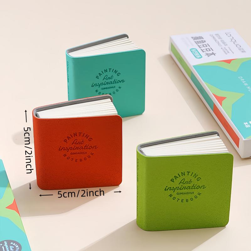 Mini Notebook, 3 Counts/set Portable Pocket Notebook, Small Graffiti Book, Empty Scrapbook, Pocket Note Pad, Leather Memo Pad, Cute Painting Book