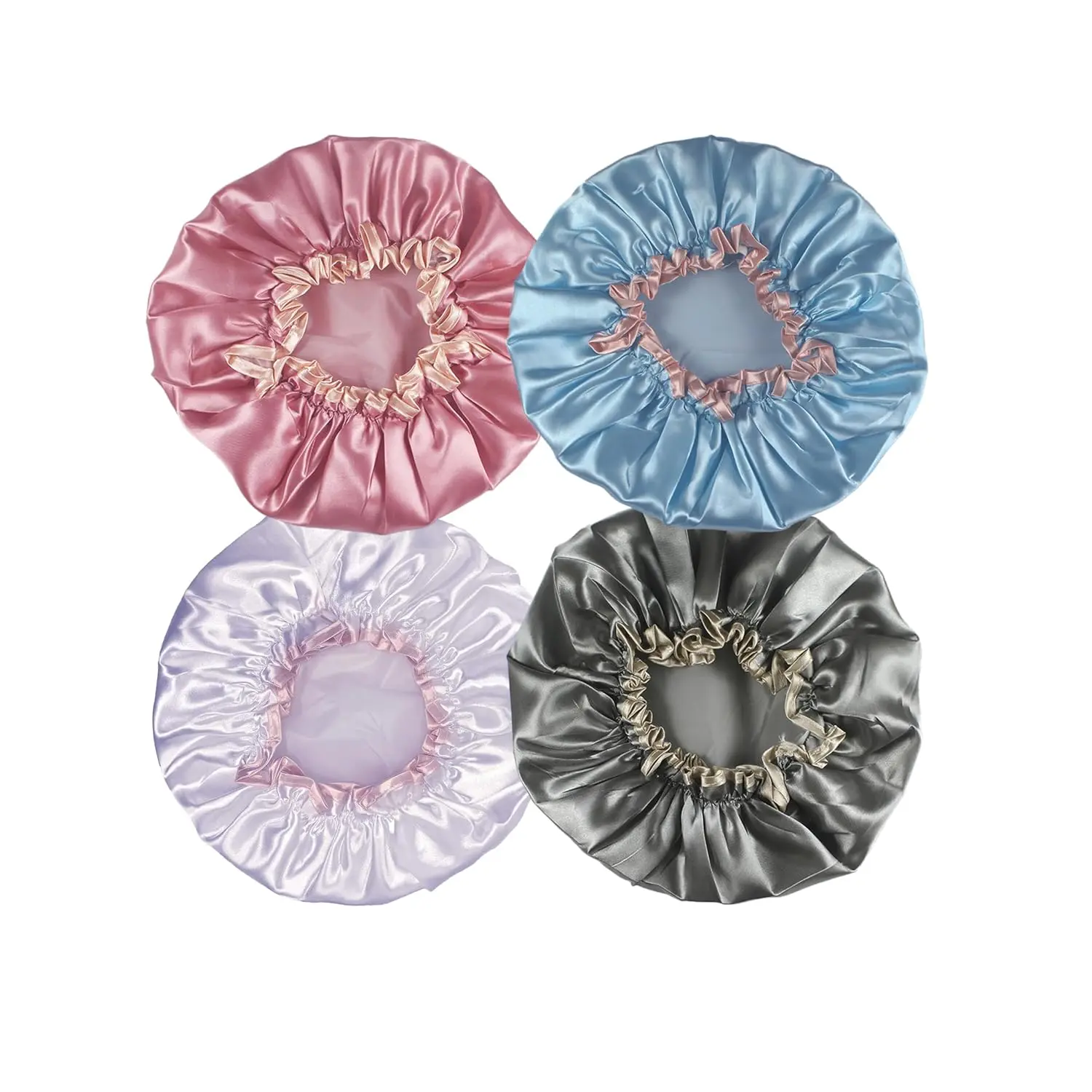 4-Pack Thick Colorful EVA Shower Caps, Double Layered Hard-Wearing Bathroom Accessories, Hair Protection Cover for Bathing & Everyday Hair Care
